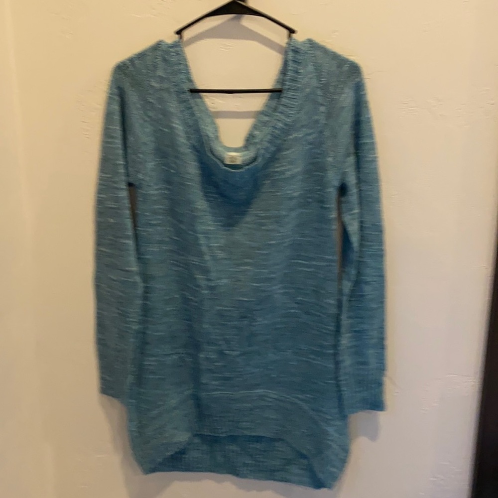 Turquoise Off The Shoulder Lightweight Sweater